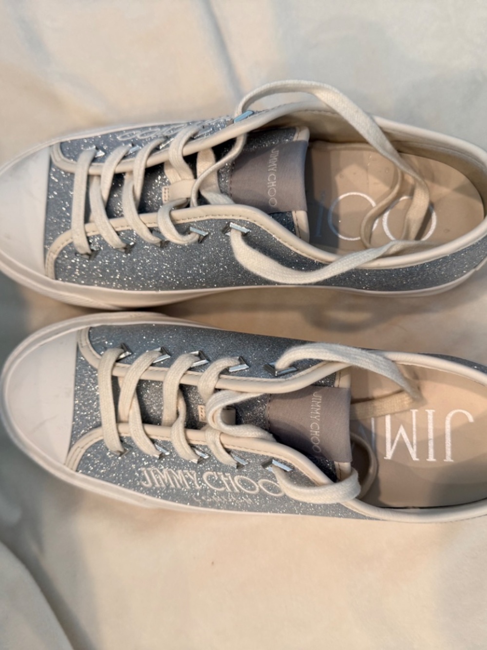 Jimmy Choo Glitter Silver Sneakers - Picture 2 of 11